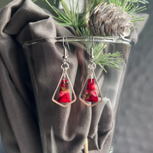 Red Rose Dahlia Earrings