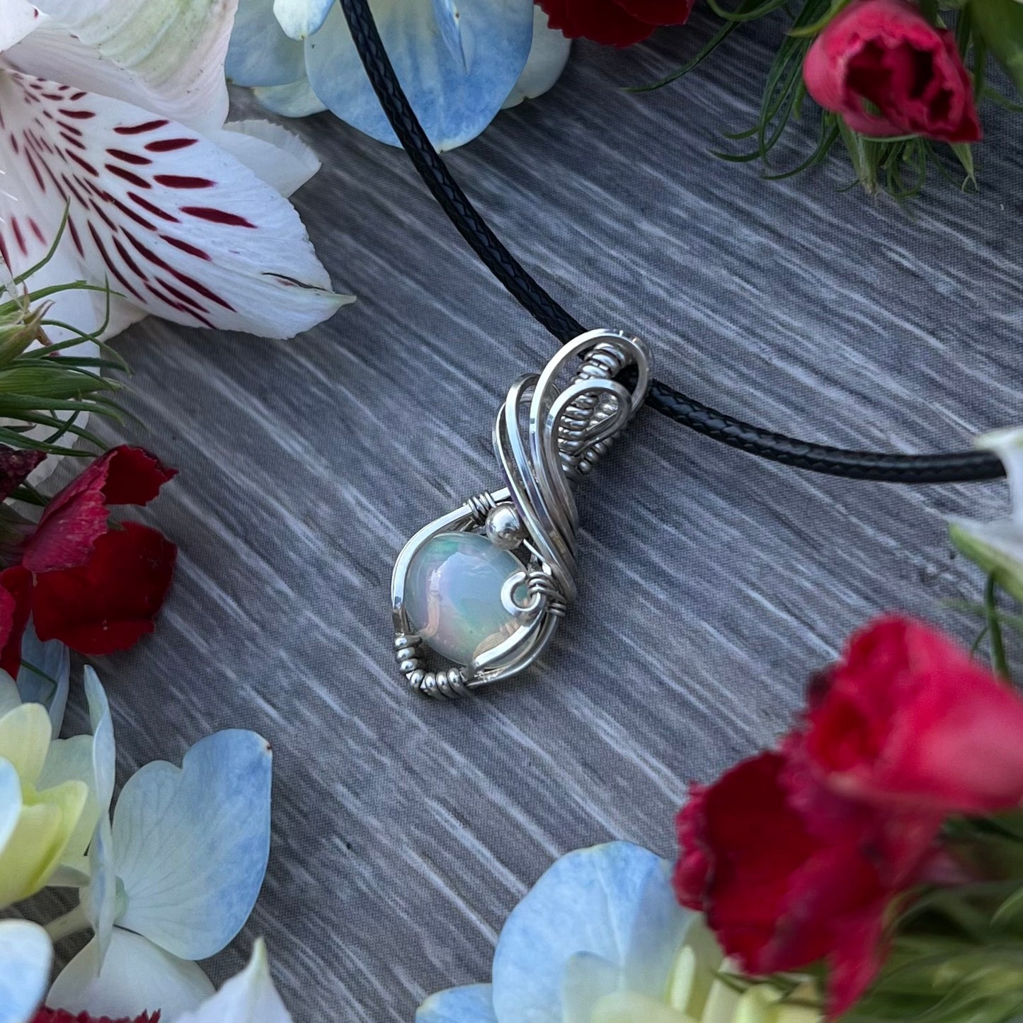 Ethiopian Opal Pendant in Argentium Silver