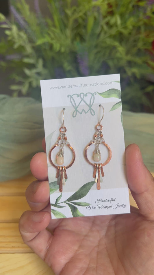 Ethiopian Opal Mixed Metal Dangle Earrings