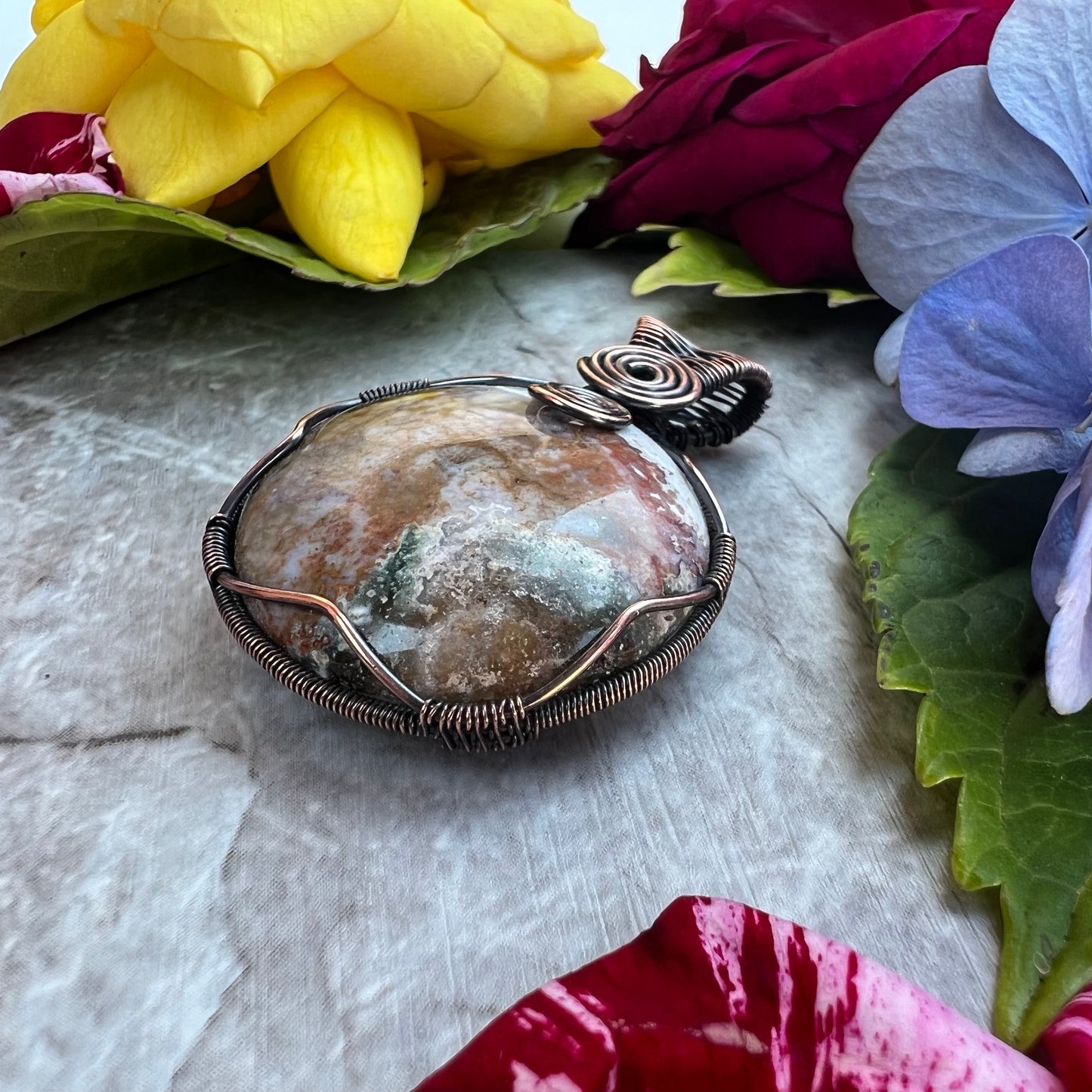 Double Sided Ocean Jasper Pendant