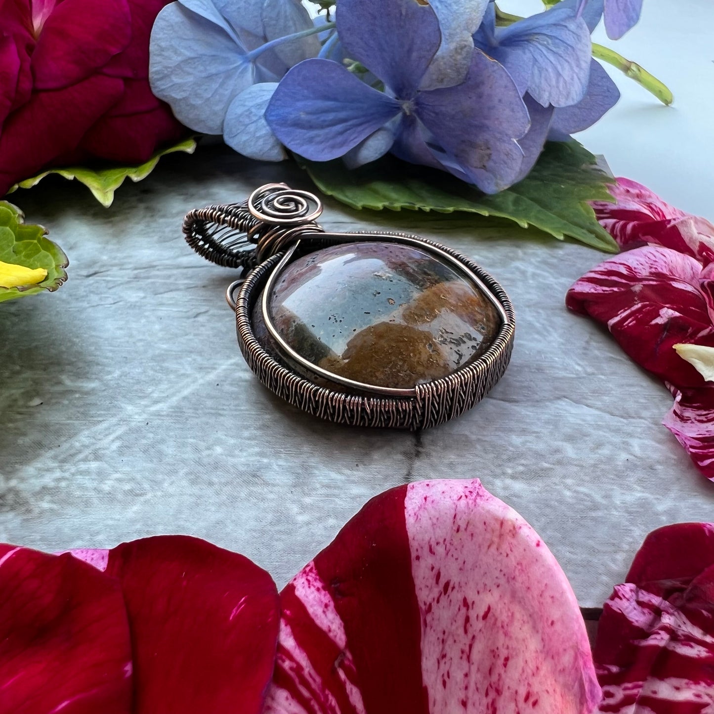 Double Sided Ocean Jasper Pendant