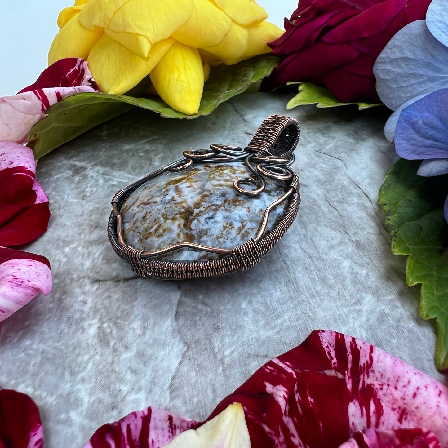 Doubled Sided Ocean Jasper Pendant