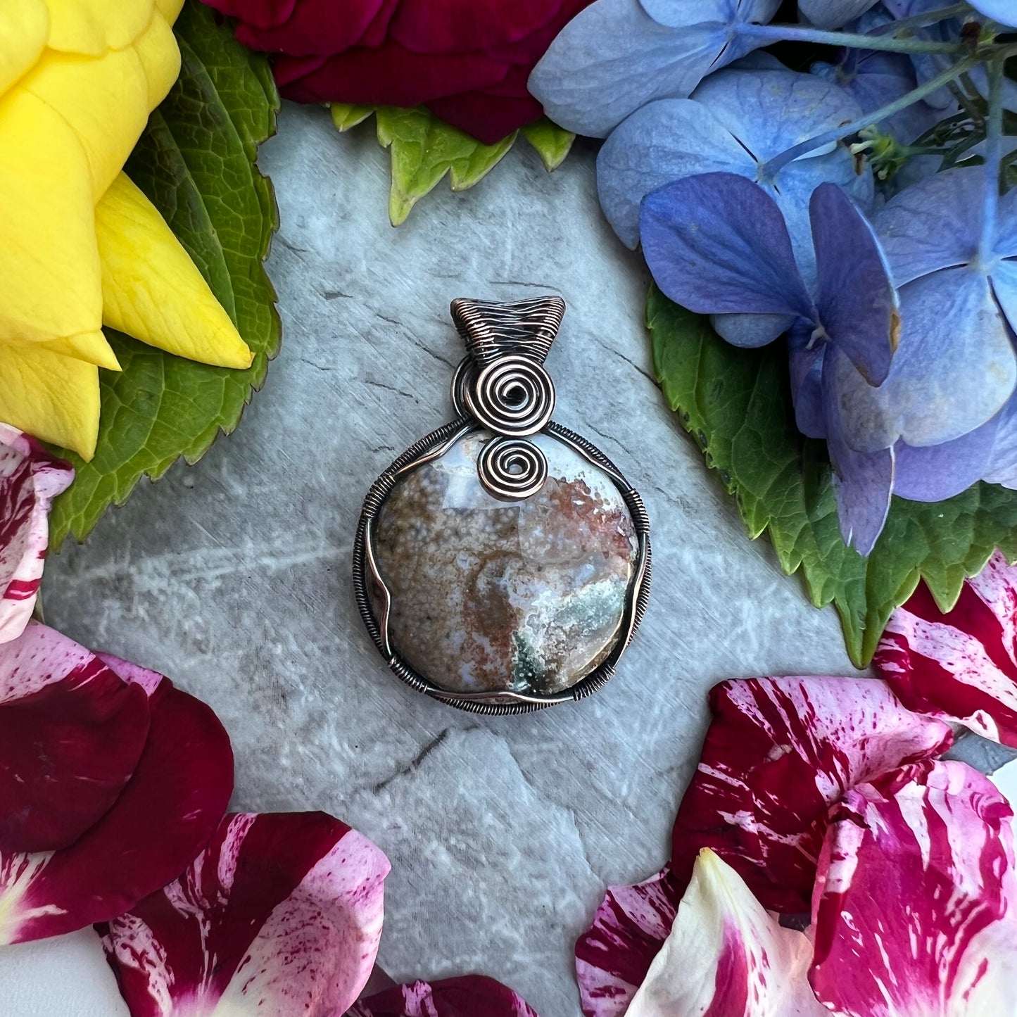 Double Sided Ocean Jasper Pendant