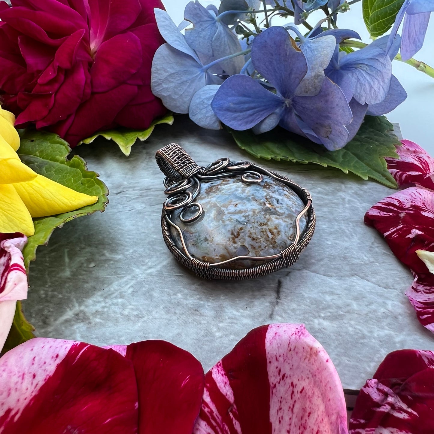 Doubled Sided Ocean Jasper Pendant