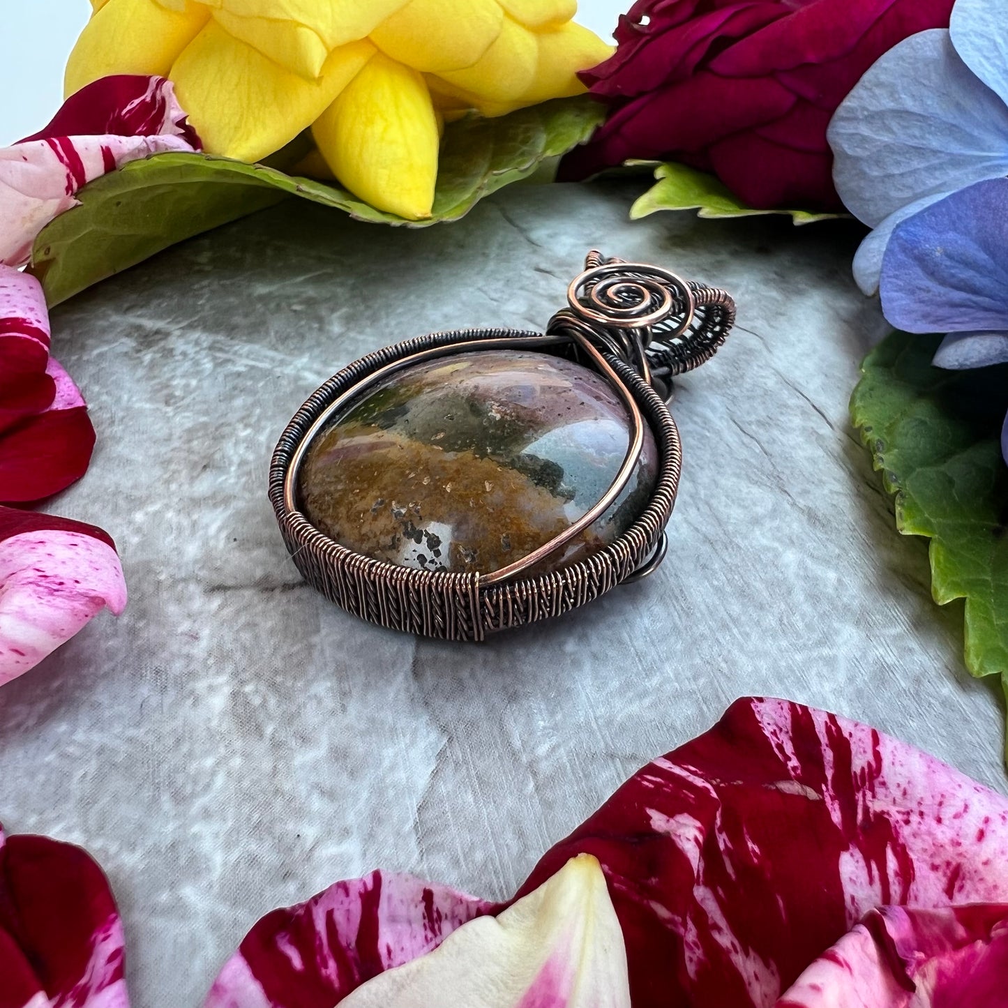 Double Sided Ocean Jasper Pendant