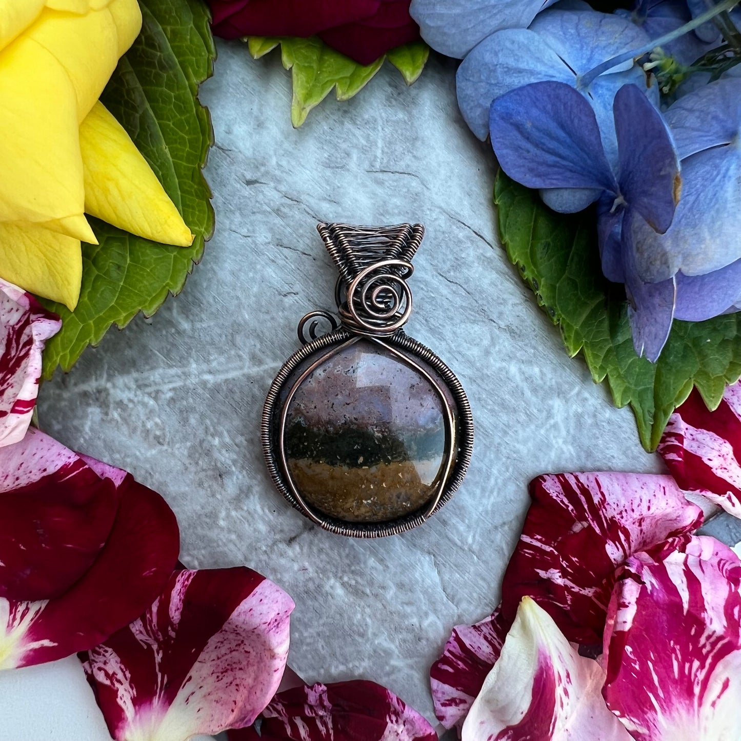 Double Sided Ocean Jasper Pendant