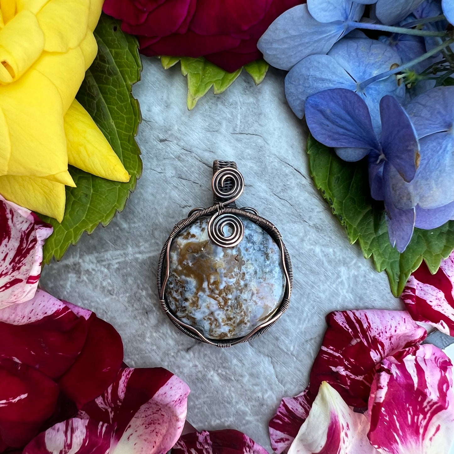 Doubled Sided Ocean Jasper Pendant