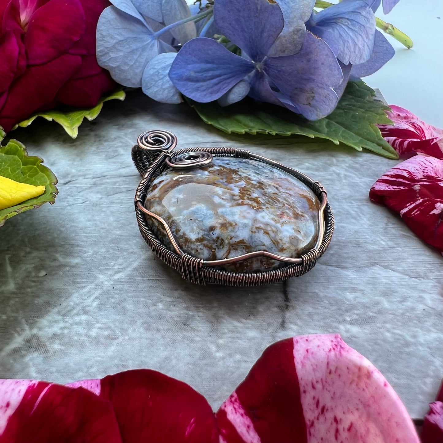 Doubled Sided Ocean Jasper Pendant