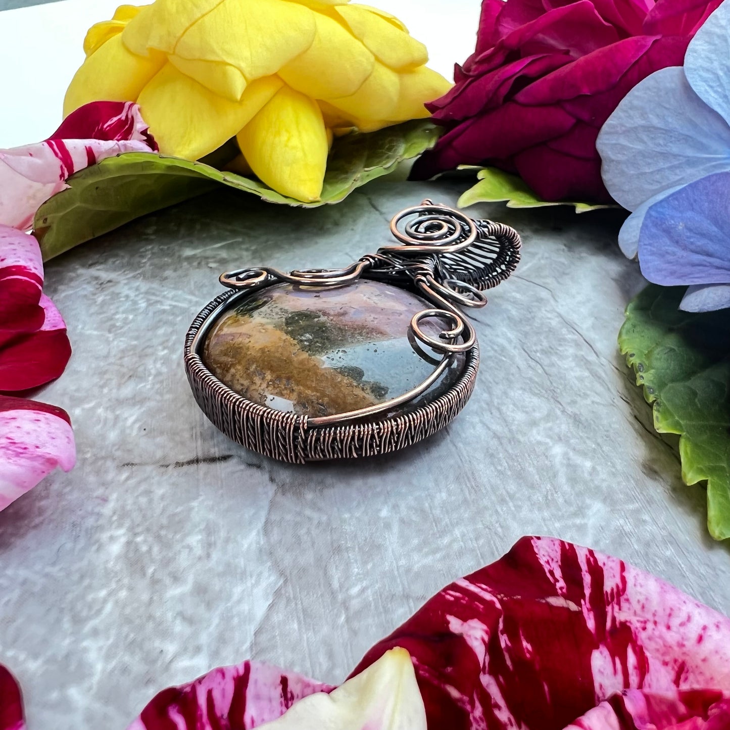 Double Sided Ocean Jasper Pendant